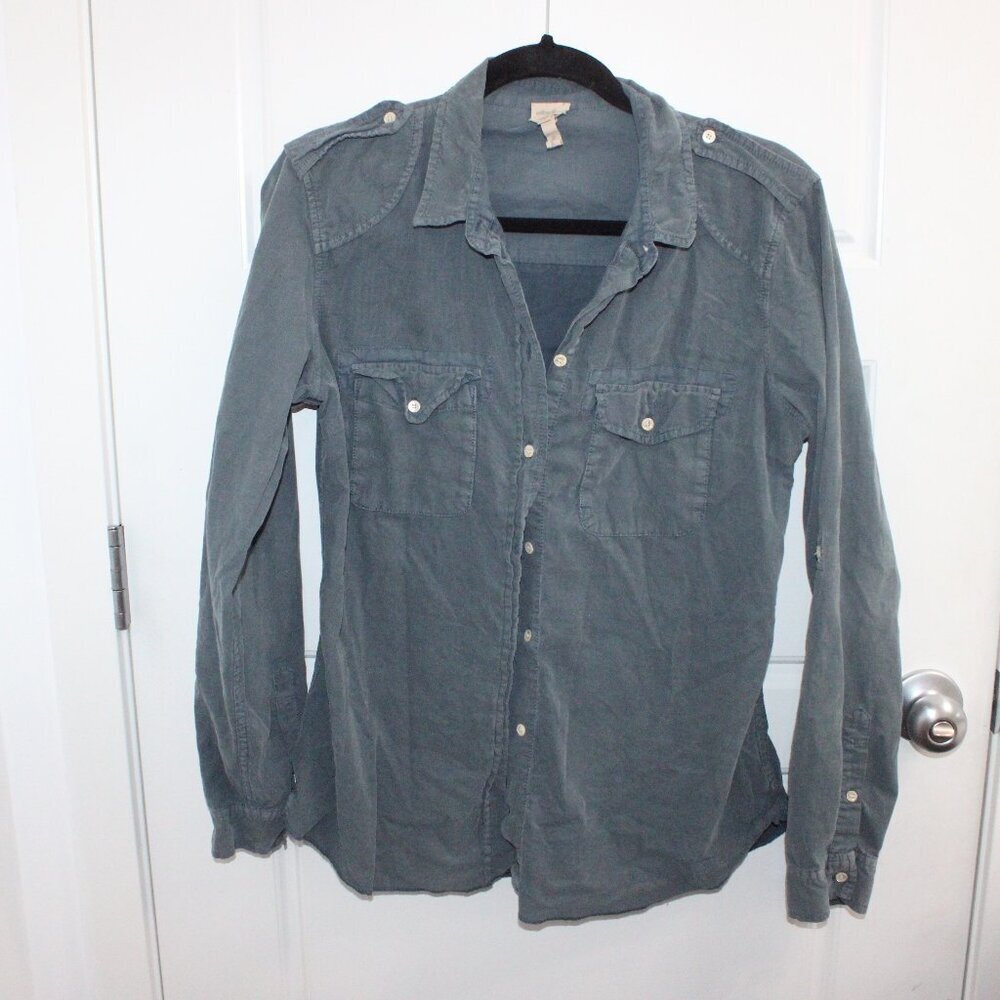 Aritzia Wilfred Casual Button Down Shirt Gray Size Large